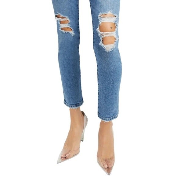 NWT Good American Good Classic Distressed Hem Slim Straight Jeans Size 28 | 6 - Picture 9 of 15
